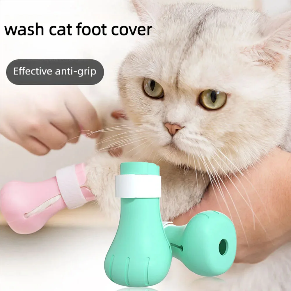 Adjustable Silicone Anti-scratch Cat Foot Shoes for Grooming Bath Washing Claw Cover Socks Cut Nails Protector Pet Grooming Tool