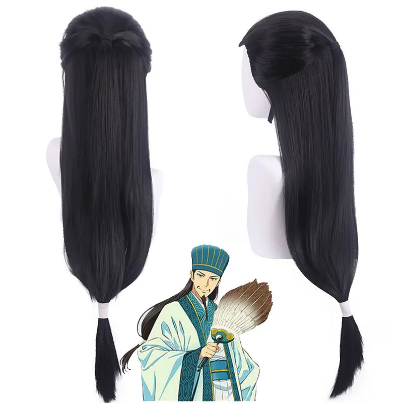 Party Synthetic Cosplay Wig with Mechanized Hairline Widow’s Peak Inspired By Ancient Strategist Great for Costume Roleplay