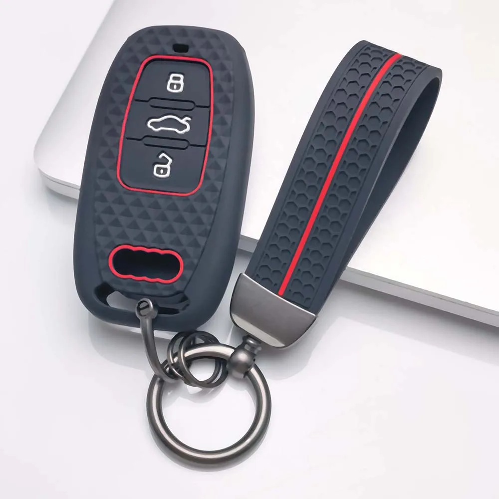 Hot Silicone Remote Control Car Key Cover Case Wallet for Audi Q7 A6 C7 A1 A5 A4 B9 A3 A6 C5 Q5 3 Buttons Keyless Accessories