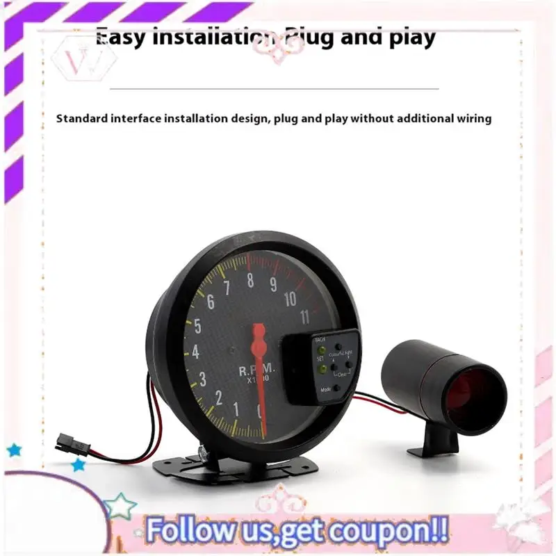 

Easy To Use 5 Inch Car RPM 11000K Tachometer Gauge 7 Colors 12V Automotive Modified Electronic Instrument Universal