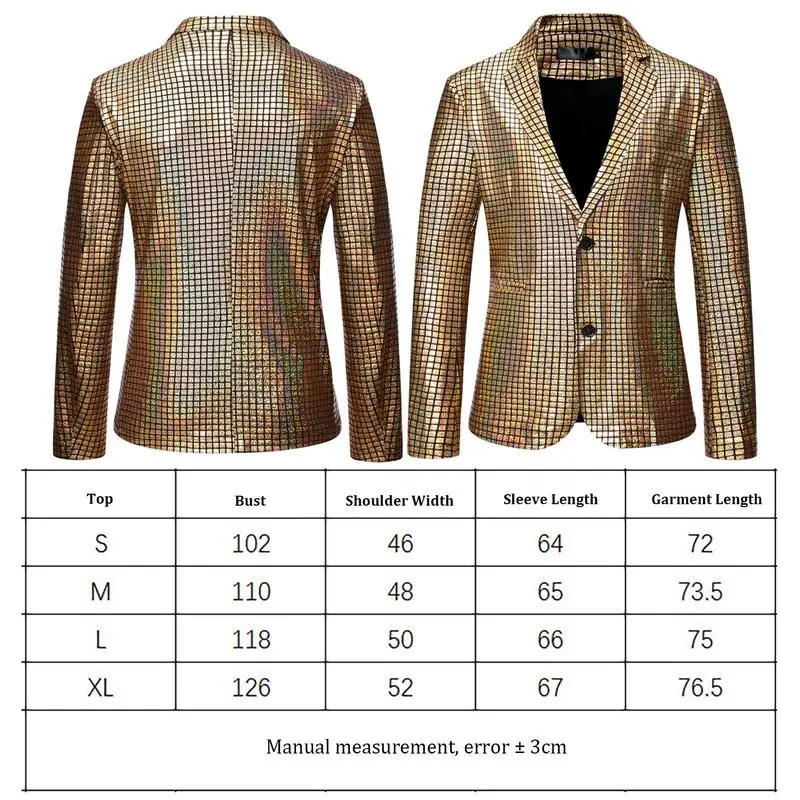 Blazer à Paillettes Brillantes pour Homme, Tenue d\'Halloween, Deux lèvent, Smoking Chang, ix