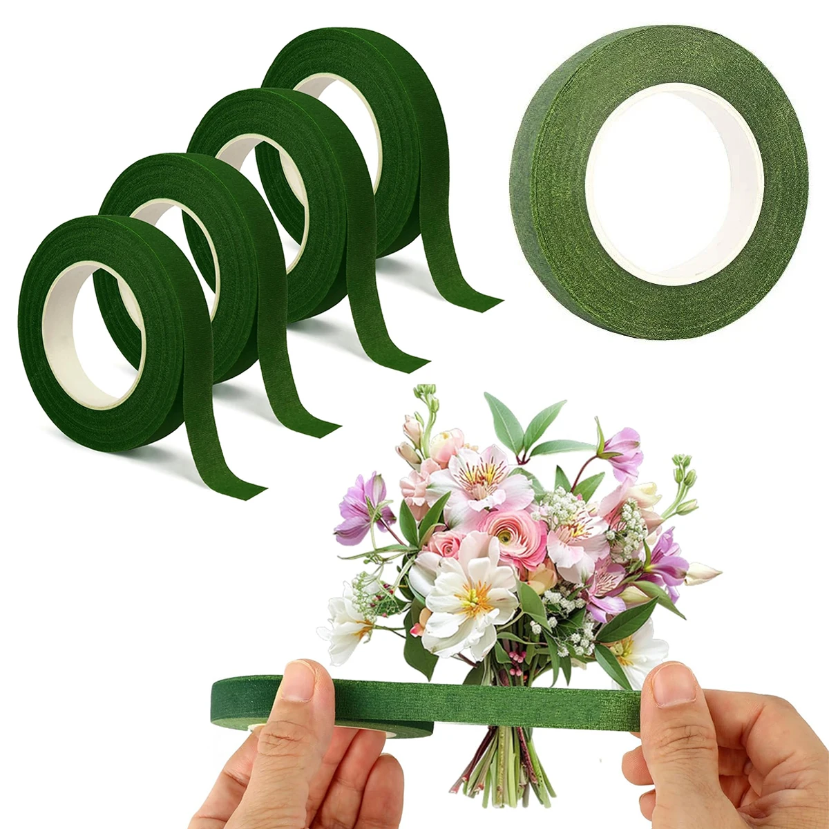 3/6 Rolls Floral Stem Wrap Tape 20 Yards Self-Adhesive Green Tape for Bouquet Making Birthday Wedding Flowers DIY Crafts
