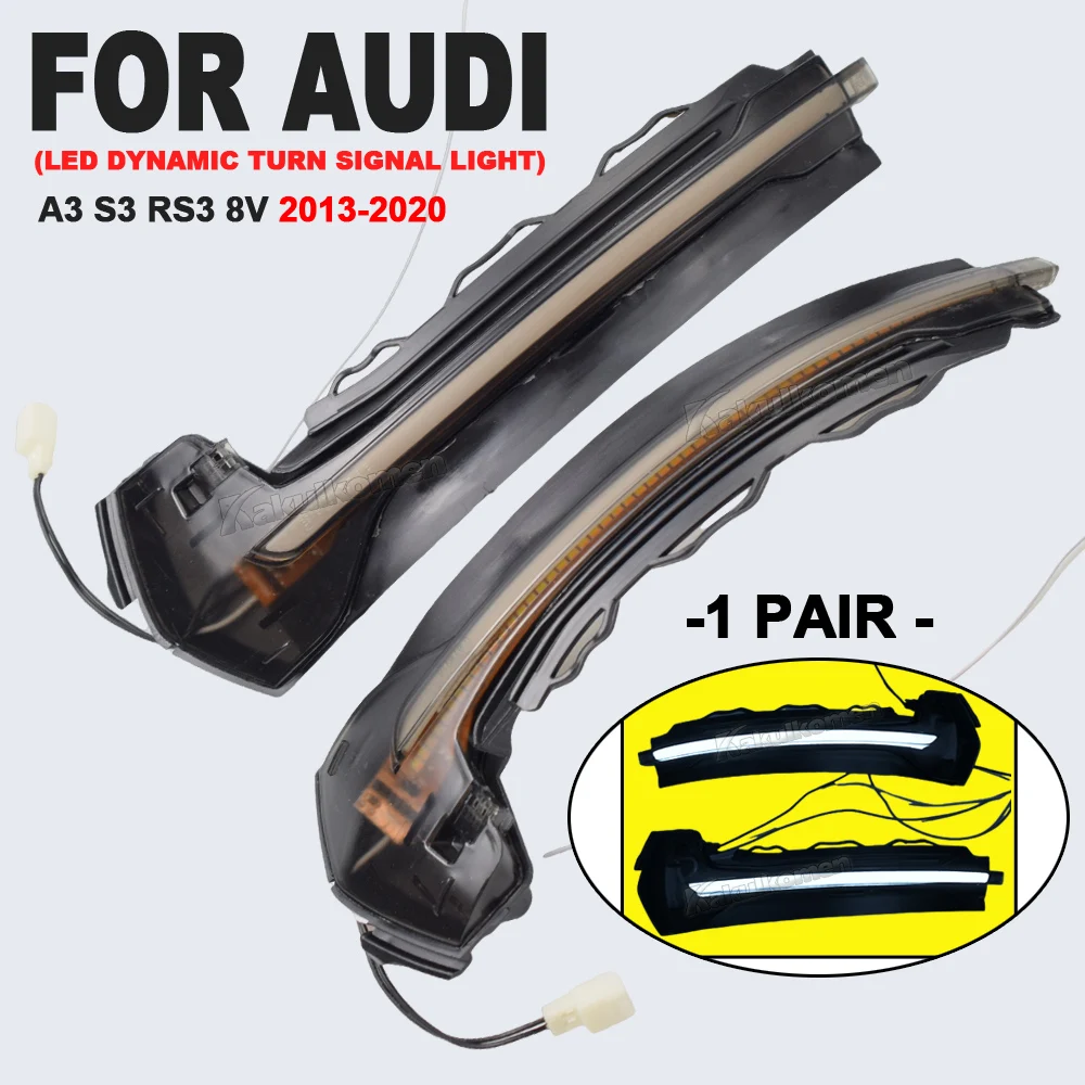 2pcs Dynamic blinker for Audi A3 8V S3 RS3 Side Mirror light LED Turn Signal 2013 2014 2015 2016 2018 2019 2020 Arrow flasher view 6