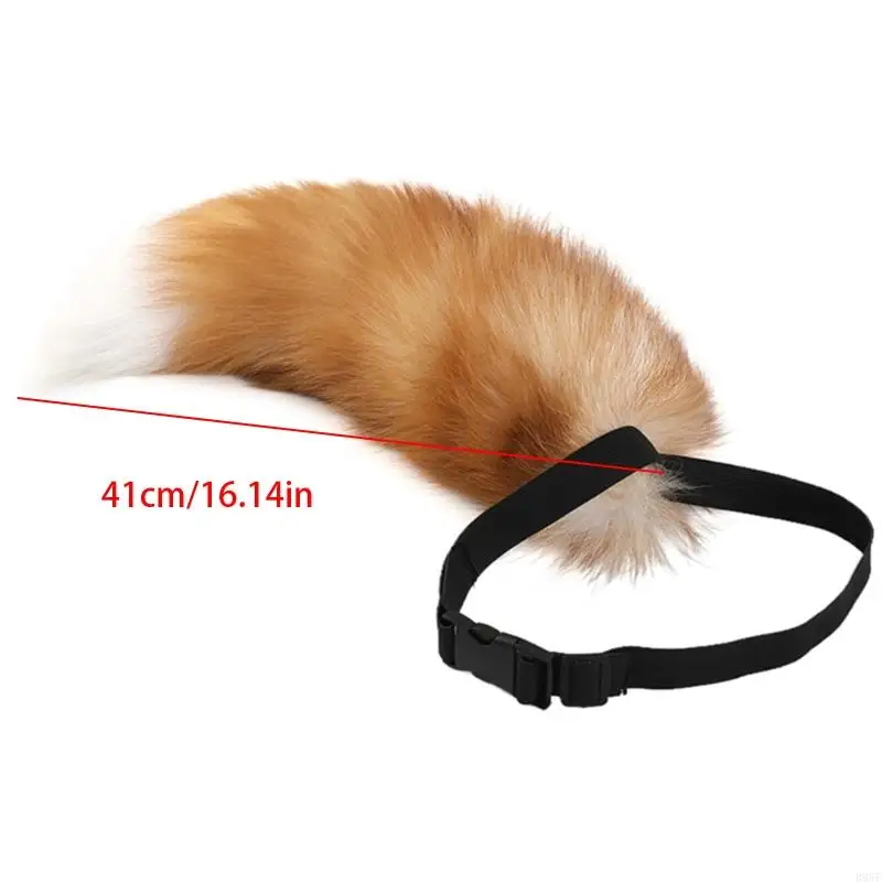 B95F Dekorasi Ekor Hewan Sabuk Dapat Disesuaikan Ekor Rubah Ekor Panjang Lembut untuk Halloween