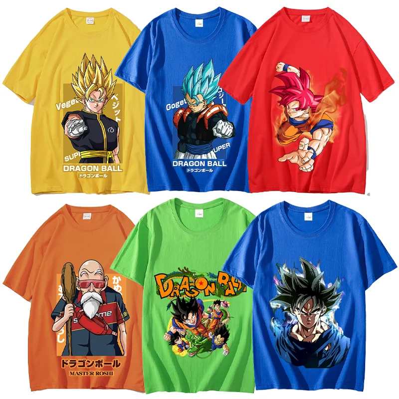 Dragon Ball Z Summer T-shirt Goku Super Saiyan Short Sleeved Men Women Anime Character Print Fashion Tee Tops Loose Clothes Gift