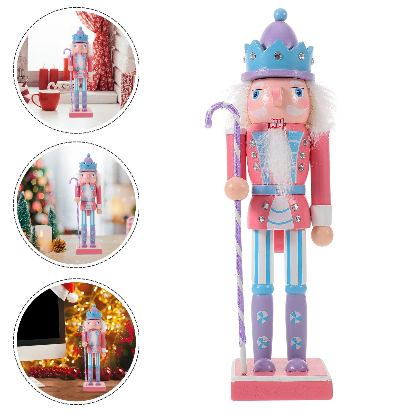 

25CM Wooden Nutcracker Soldier Christmas Decoration Xmas Tree Ornament New Year Gift Holiday Decor Toy Color Random