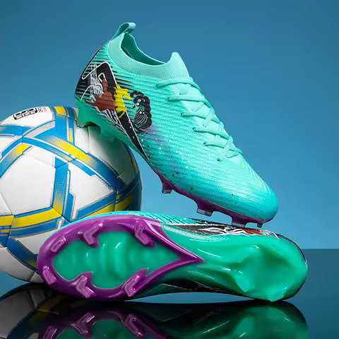 New Men Football Boots Match Ultralight Soccer Cleats FG Non-Slip Training Shoes Soccer Shoes Long Spikes Outdoor Drop Shipping