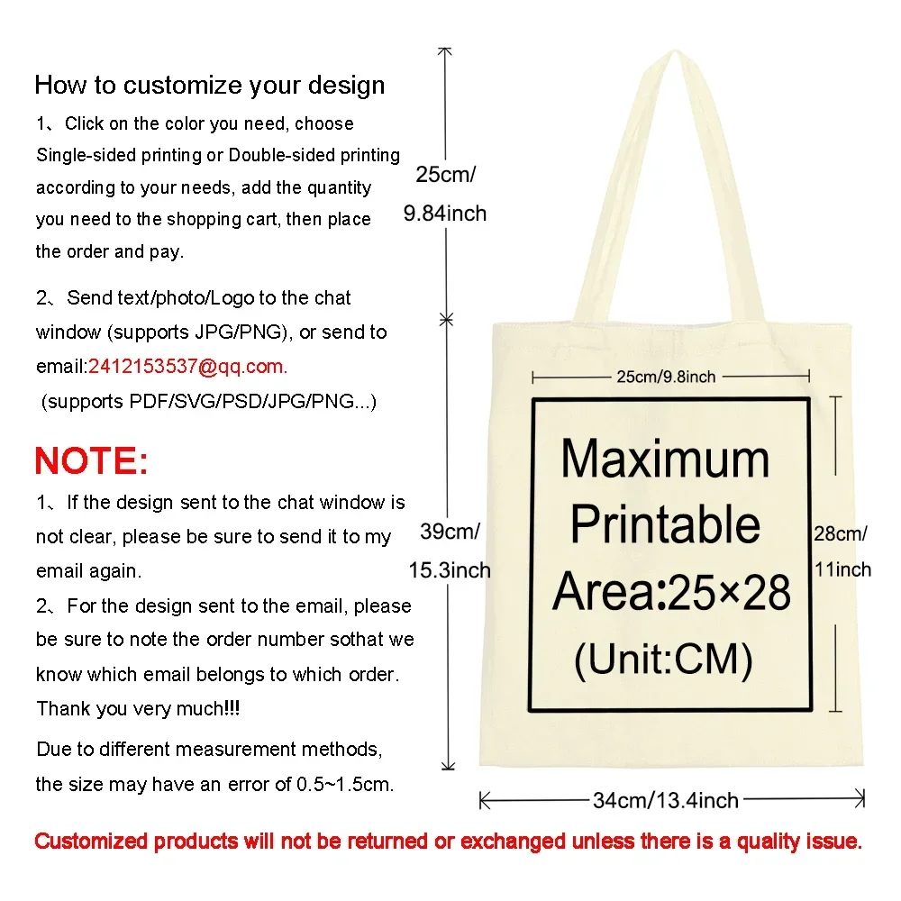 New Add Your Logo Customizable Canvas Tote Bag Large Women's Designer Handbags  Shopping Bags for Groceries Fabric Shopper Cloth