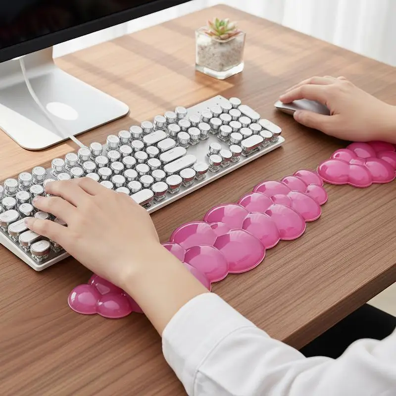 Cute Cloud‑Shaped Transparent Silicone Wrist Rest Ergonomic Non‑Slip Wrist Pad for Keyboard Mouse Desktop Computer Office Use