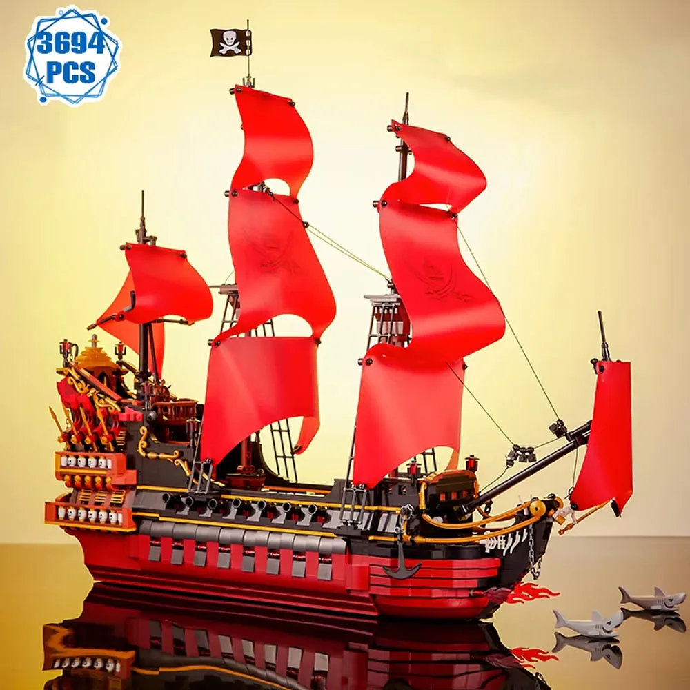 Moc 3423pcs Pirate Ships Figures Building Blocks The Black Pearl And Queen Anne's Revenge ShipBricks Set Models Children Toys