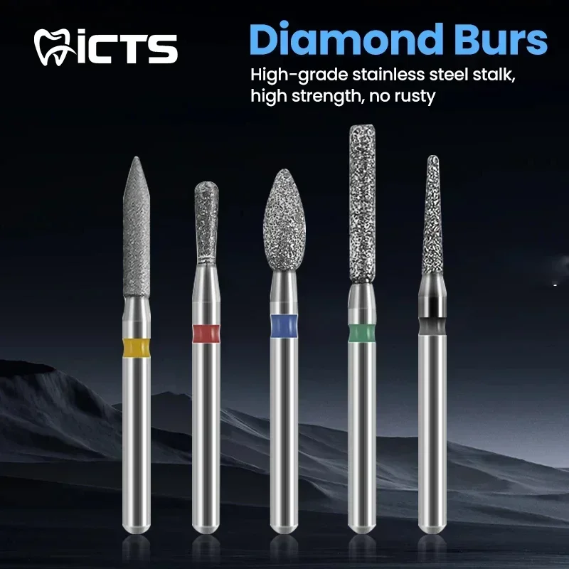 10pcs/box Diamond Coated Drill Bits 1.6mm Shank, High Speed Handpiece Rotary Instruments with Superb Durability For Nail Salons