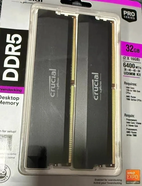 32GB DDR5 6000MHz RAM Kit, 16GB Desktop Gaming Memory, AMD EXPO C36/C48 Low Latency Overclocking