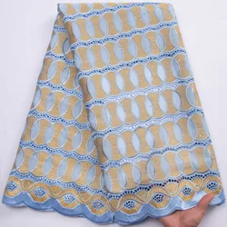 SJD LACE Swiss Lace Fabric With Crystal Stones 2024 Newest Nigeria Cotton Lace Fabric for Women Evening Party Dress Sewing A3067