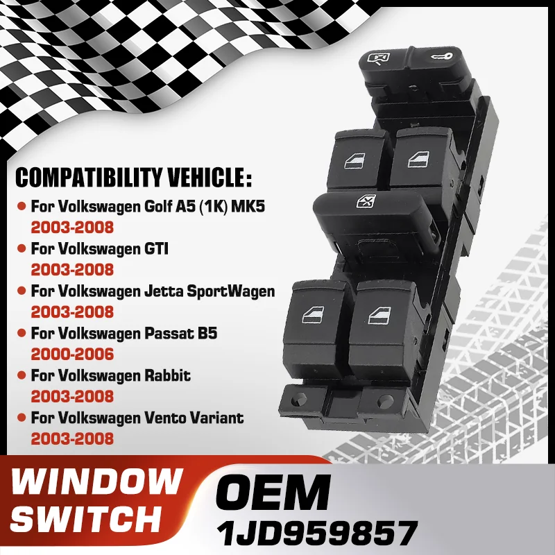 

1JD959857 Window Master Switch Glass Lifter Button For Volkswagen GTI VW Jetta VW Passat B5 VW Rabbit VW Vento Variant 12 Pins