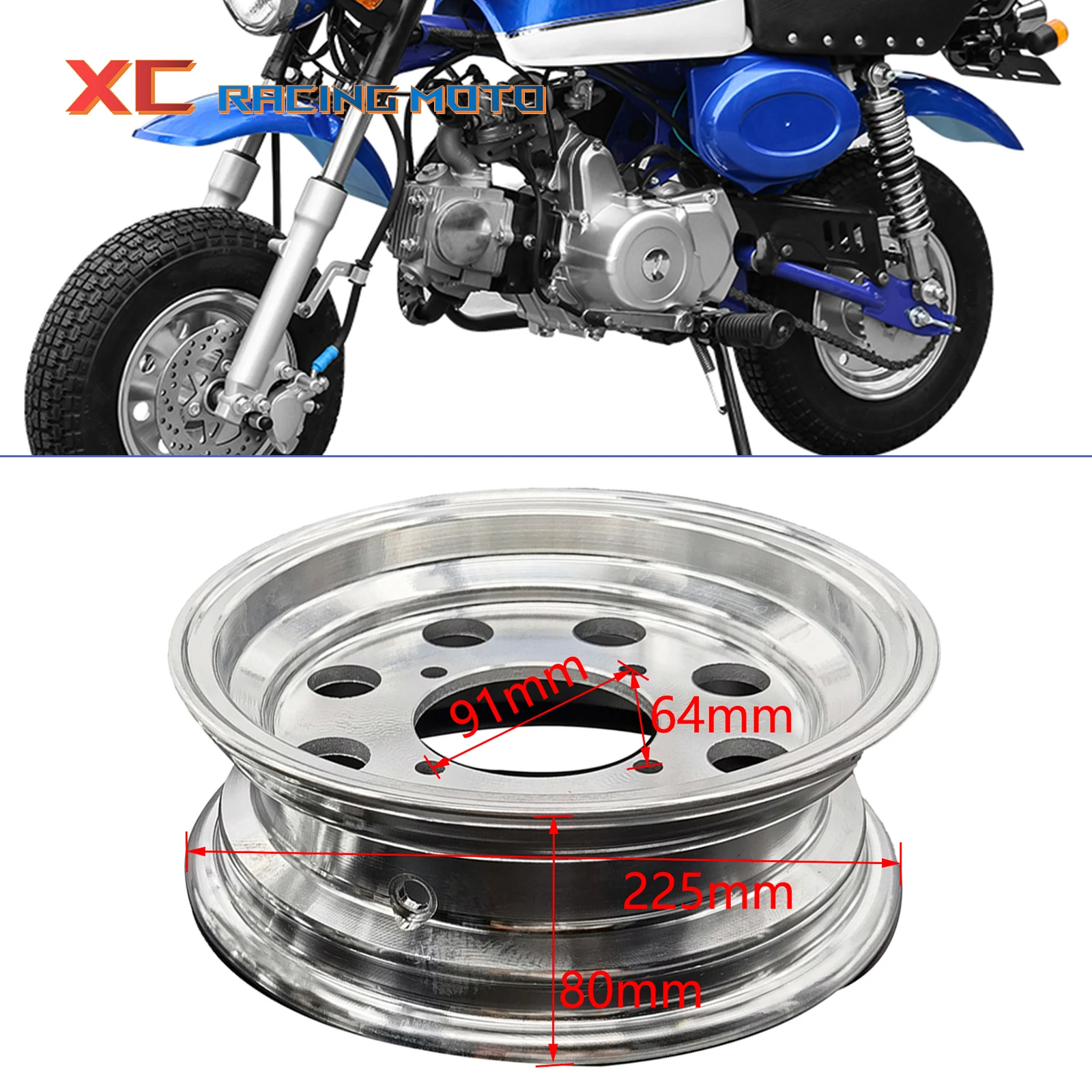 8 Inch Electroplated Rim Aluminum Wheel Hub Modified For Honda Z50 Z50A Z50J Z50R Mini Trail Monkey Bike Parts