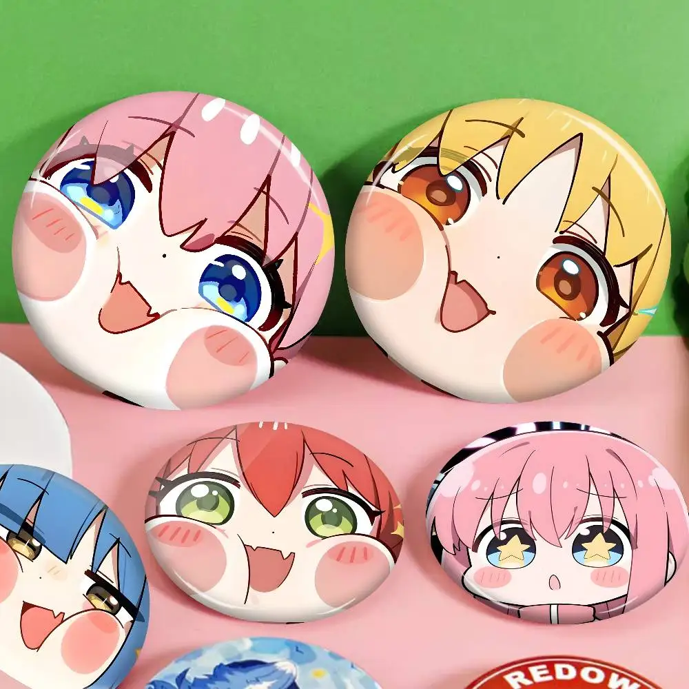 B-Bocchi-The-Rock Shy-Energetic 32/44/58MM Customizable Button Pins Cute Funny Creative Badge Jewelry Decor Gifts for Friends