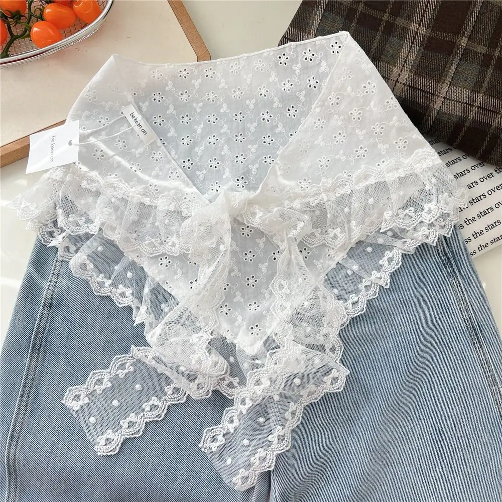 Embroidered Flower Lace Flower Hair Scarf Chic Bohemian Lace Mini Skirt Casual Y2K Streetwear Hollow Out Skirt Jeans Decoration - view 3