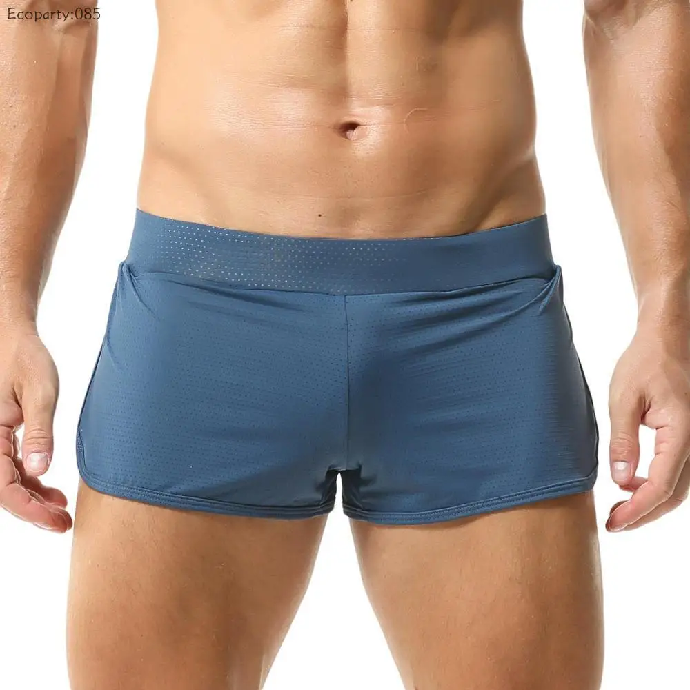 Sexy roupa interior masculina boxer shorts macio solto loungewear masculino sleep bottoms shorts malha respirável calças de secagem rápida shorts