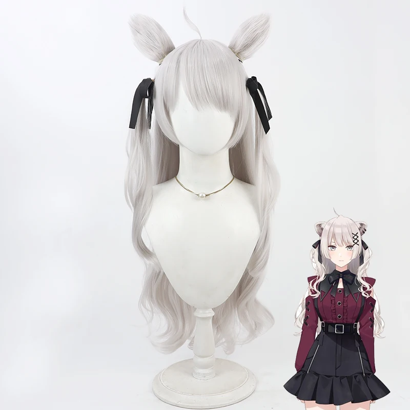 NIJISANJI الظاهري يوتيوب Vtuber Shishiro Bota شعر مستعار تأثيري هالوين كرنفال الدعائم الطرف الشعر الاصطناعية ألياف مقاومة للحرارة