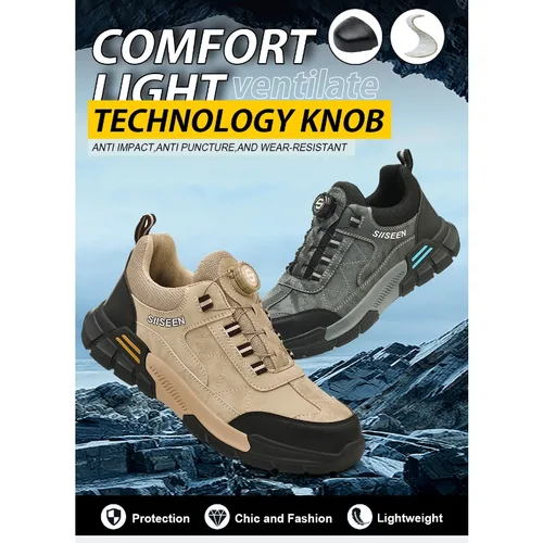 Imagen 2 del producto Nuevos zapatos de seguridad para hombres, zapatos de trabajo resistentes a pinchazos, zapatos de protección para hombres, botas de trabajo resistentes al desgaste, botas tácticas