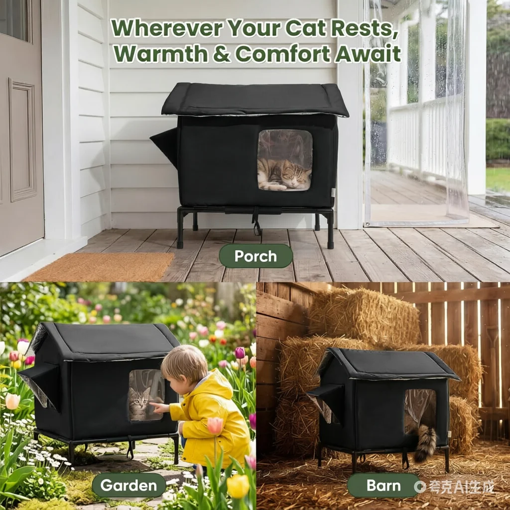 Elevated Pet House-Bed Moisture-Proof Design Cat House Weatherproof for Indoor or Outdoor Use Fits Small or Medium Pets view 6