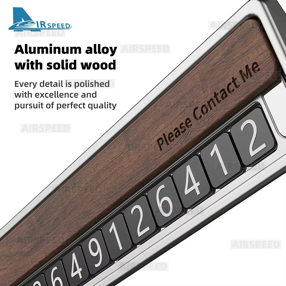 Wood Car Temporary Parking Card Universal Rotate Phone Number Plate Aluminum Stickers Park Stop in Car-styling Auto Accessories