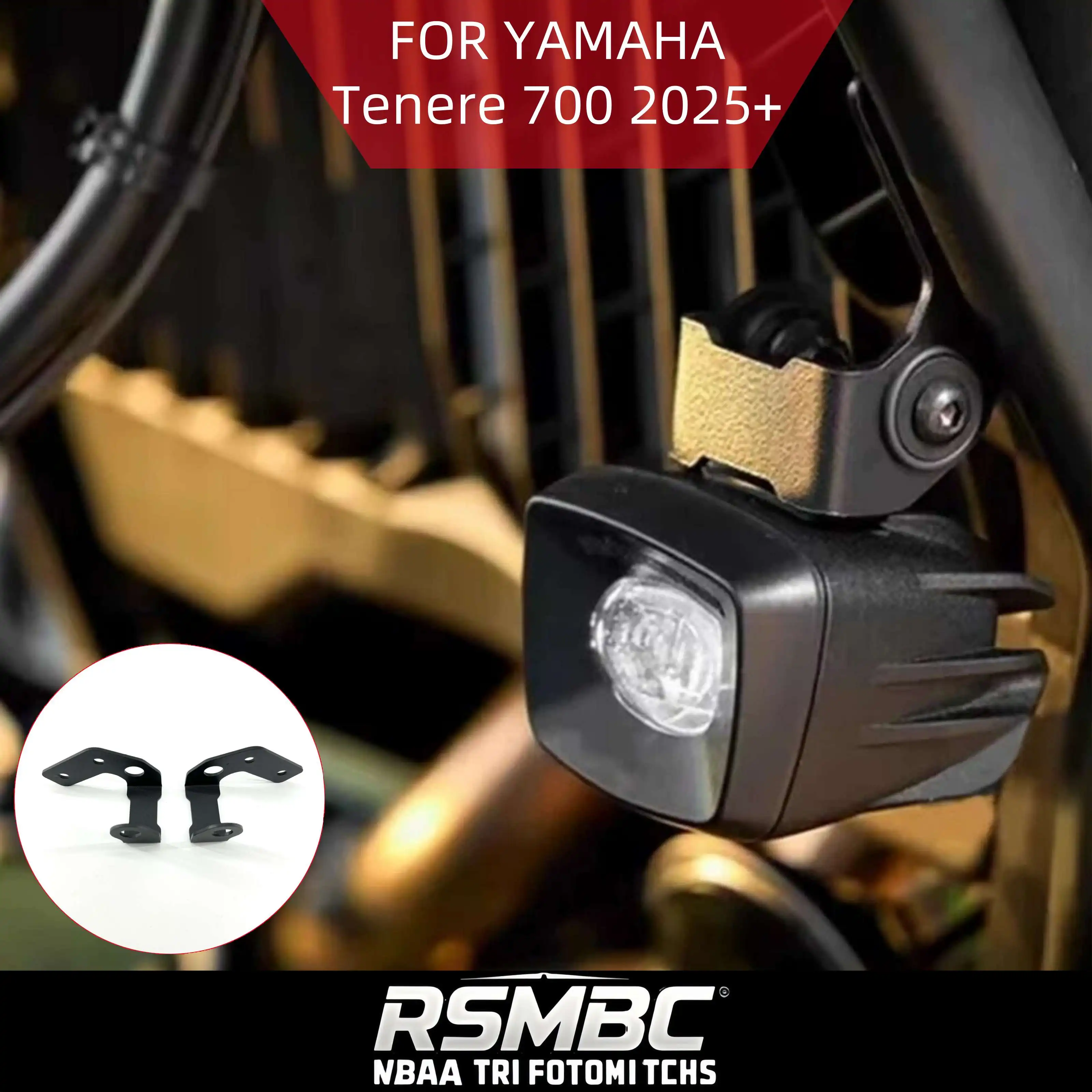 

Для Yamaha Tenere 700 T700 2025 + кронштейн вспомогательного фонаря для мотоцикла, кронштейн противотуманной фары, передний бампер, кронштейн для прожектора, аксессуары