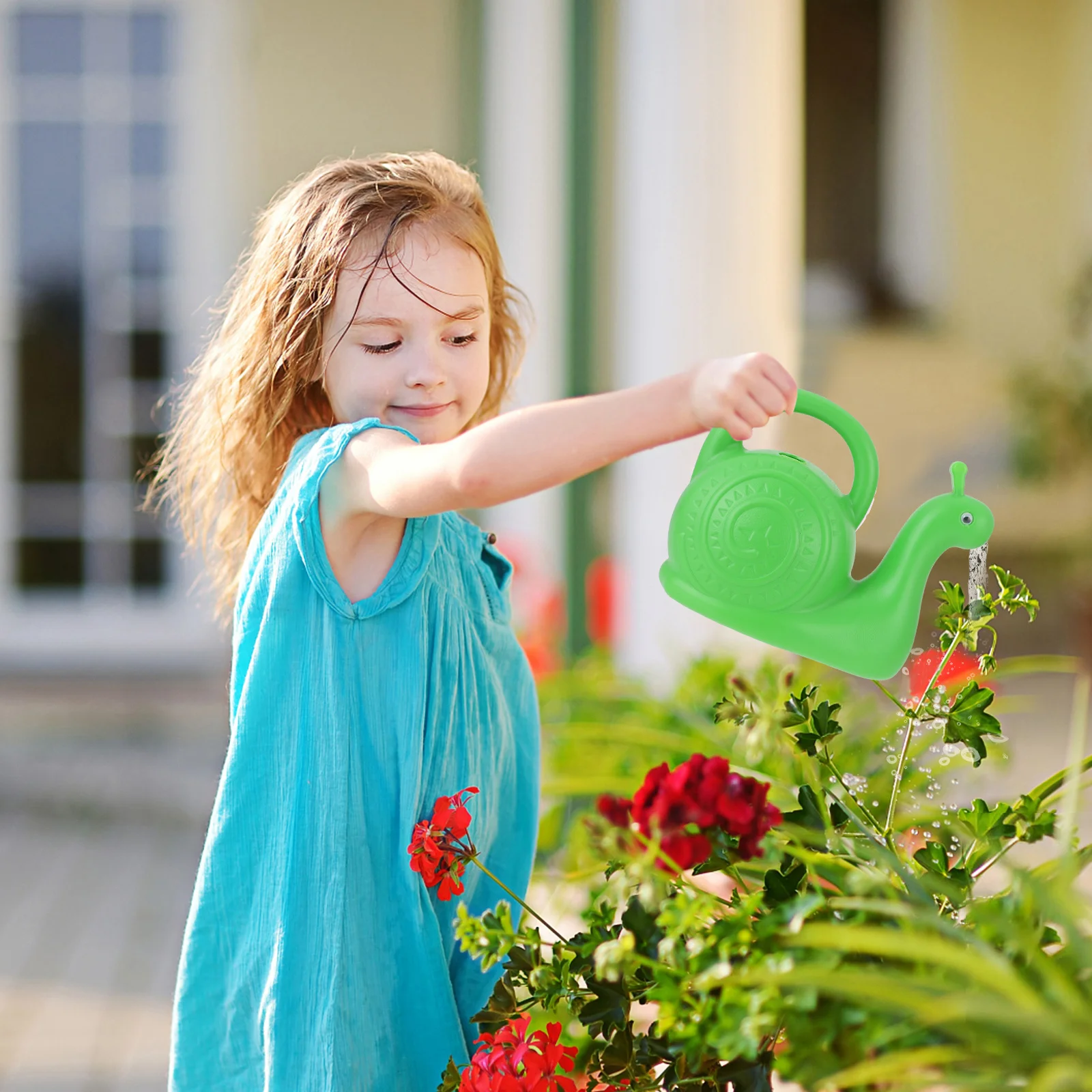Regadera de animales verdes, maceta de jardinería portátil de pared gruesa y duradera para flores, plantas, regadera encantadora de dibujos animados para niños