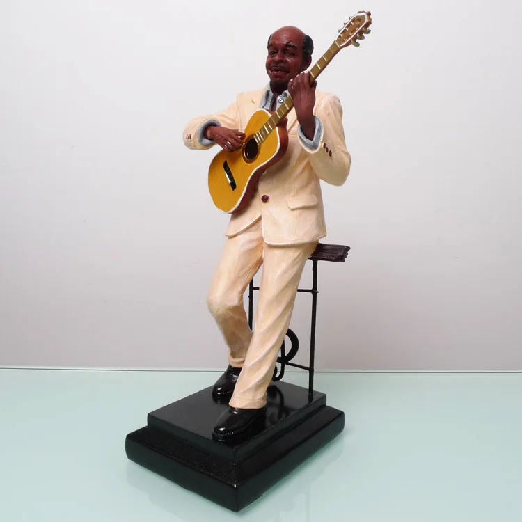 Jazz Band Resin Guitar Player Portrait Figurine Music Character Art Decoration Craftworks Embellishment Accessories Furnishing