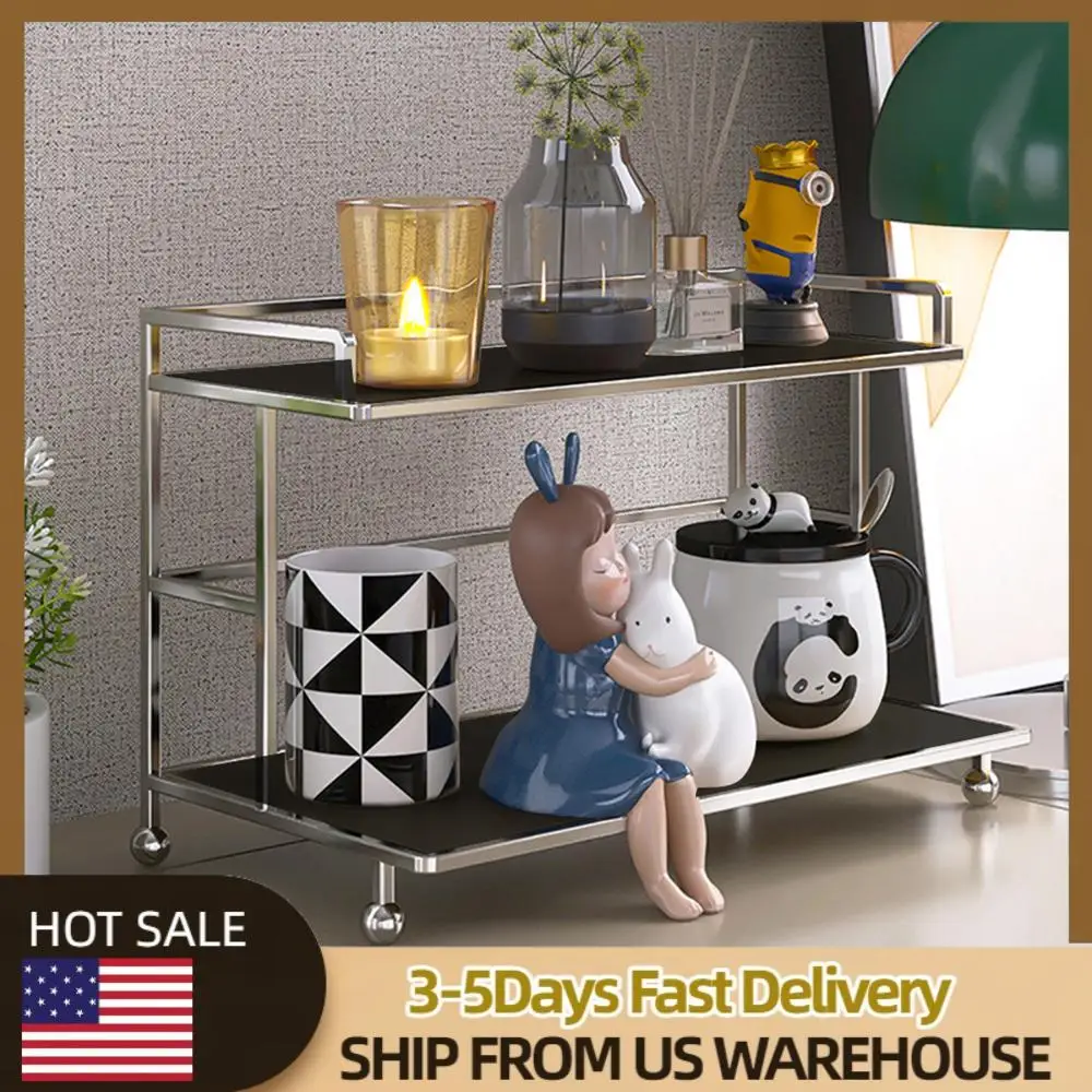 

1 Pcs Counter Storage Rack for Home Dresser Kitchen Spice Office (Black)