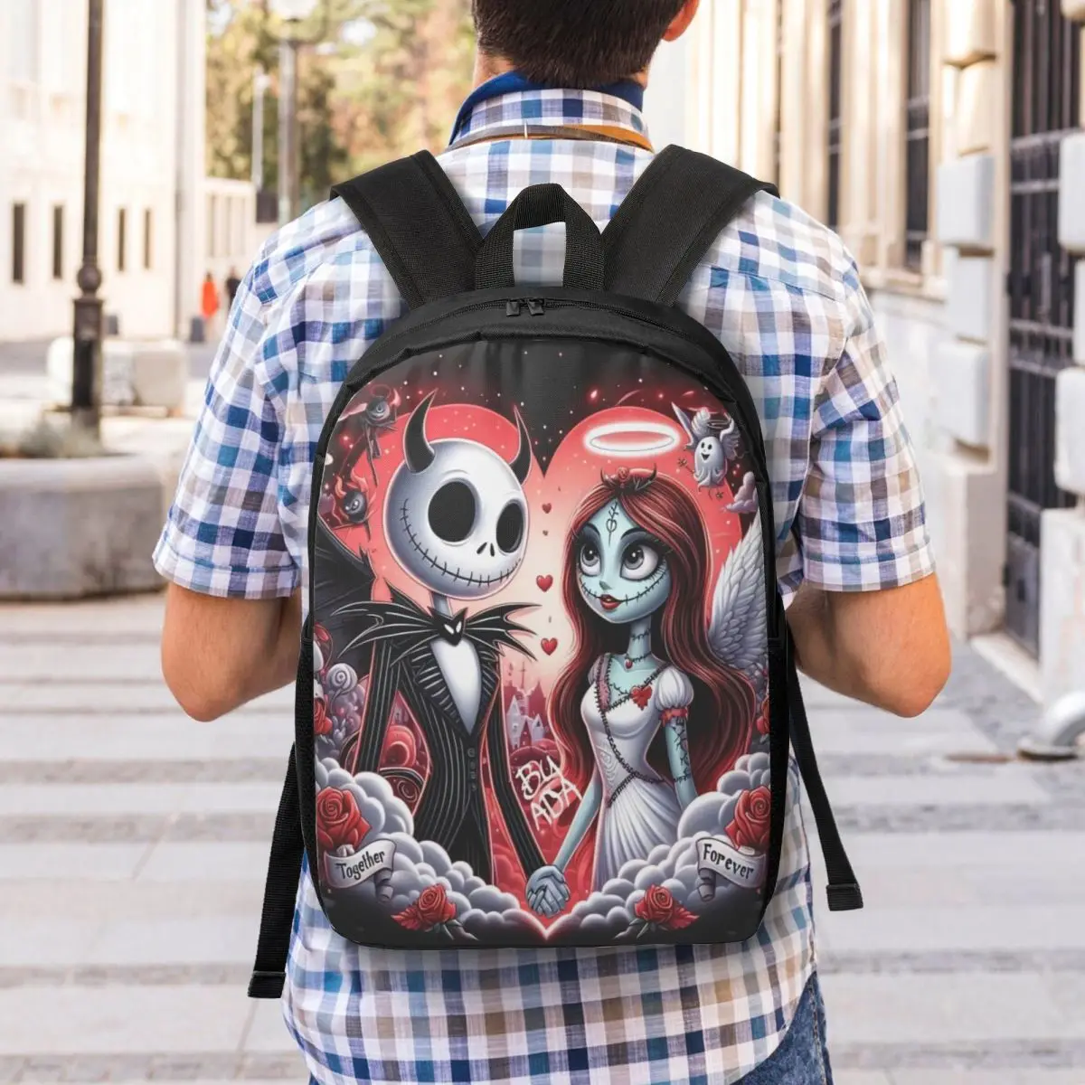 Custom Halloween Nightmare Before Christmas Backpacks for Women Men School College Jack Skellington Love Bag Printing Bookbags