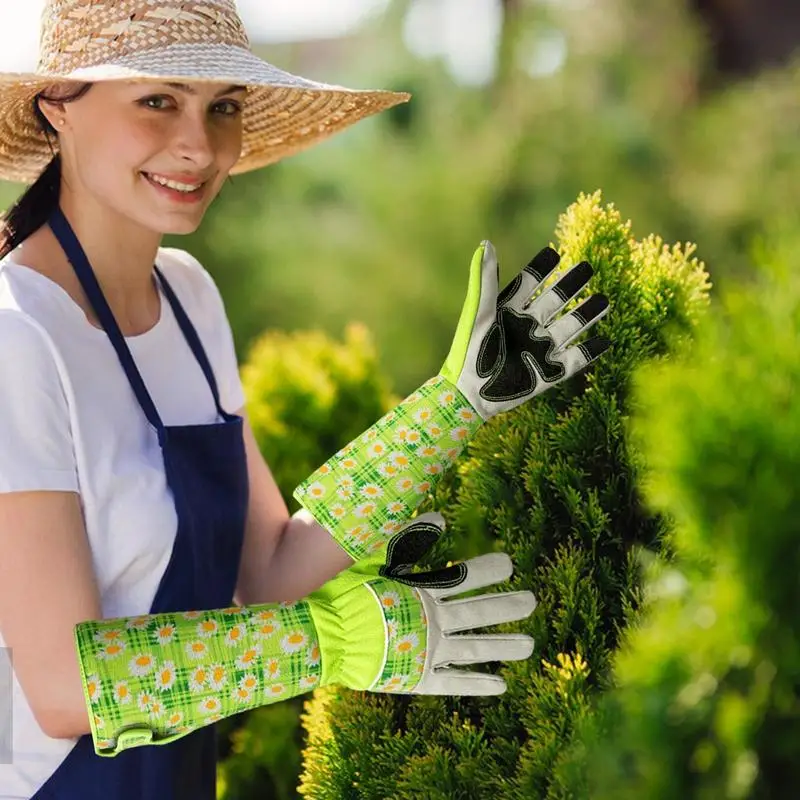 Guanti rosa giardinaggio guanti da giardino da lavoro a maniche lunghe a prova di spine guanti da giardinaggio impermeabili per piante di Cactus rosa