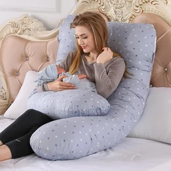 Maternity Pillow Multifunction Breastfeeding U-Shaped Soft Flannel Lumbar Pillow Maternity Side Cushion Removable And Washab