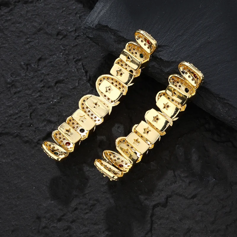 Full Diamond Hip Hop Zirconia Braces DIY Tooth Decorations Personalized Halloween Christmas Funny Teeth Accessories
