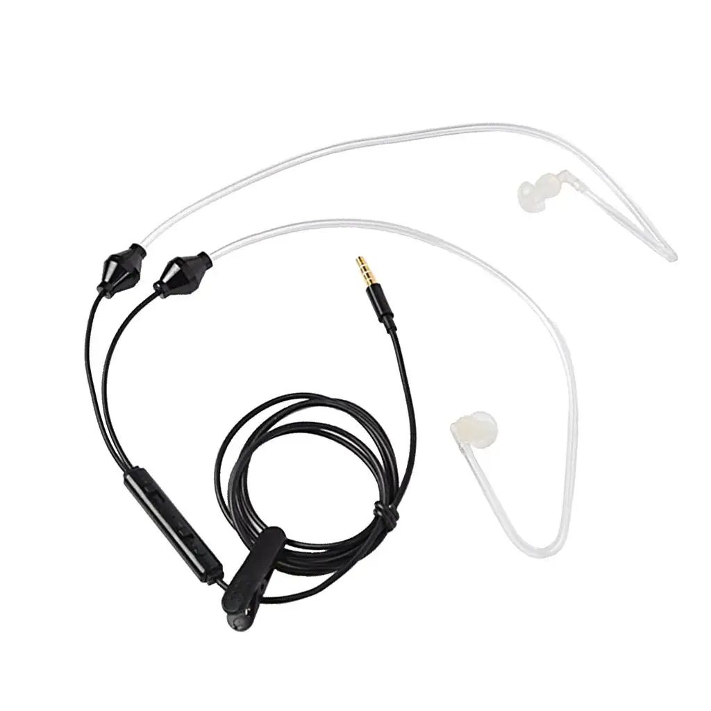 3.5mm Stereo Air Tube Wired Earphone Anti-radiation Binaural Headsets Noise Isolating Earbuds With Mic for Mobilephone