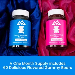 Two pack of 9-in-1 berry flavored gummies for chest and buttocks, exercise aids for women, and multiple vitamins