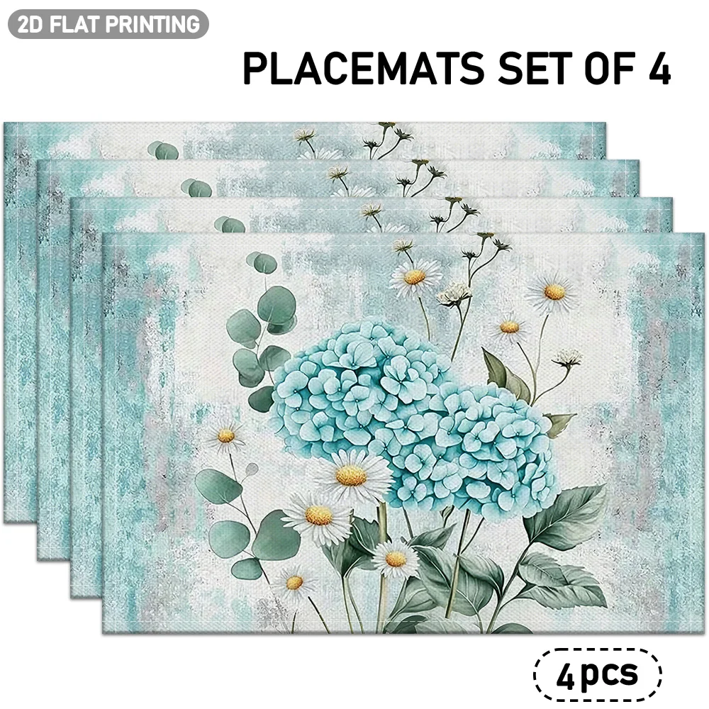 Thick Paint Texture Floral Placemats 4PC Colorful Abstract Dining Mats For Home Kitchen Table Use