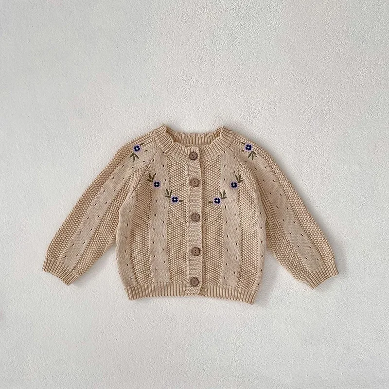 赤ちゃんと女の子のための花の刺繍服セット、ニットセーターとボディスーツ、幼児の衣装、セータースーツ