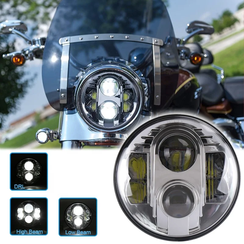 Projector 7 Inch Hi/Lo Beam Round 80W JK 7'' Led Headlight for Jeep Wrangler JK Motorcycle