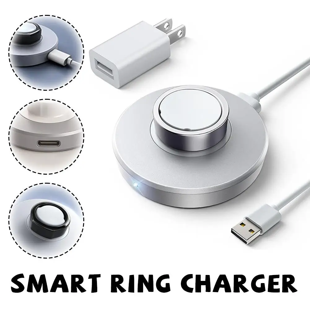 Portable Smart Ring Wireless Charger Dock USB Charging Station Base Stand Compatible with Smart Health Rings Charging Accessory