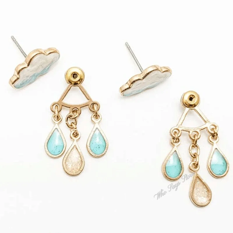 2024 Original Cute Cloud Blue Rain Drop Dangle Earrings for Women Sweet White Glaze Charming Summer Jewelry Gifts