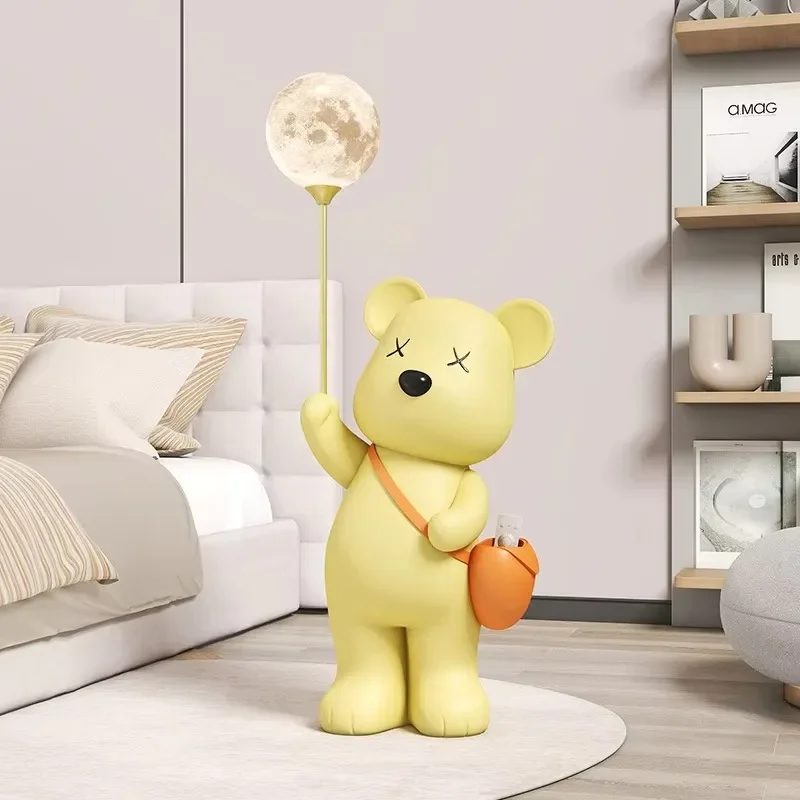 Modern Cute Polar Bear Large Floor Lamp Ornaments Remote Control Multi-Color Moon Lamp Ornaments Violent Bear Wholesale