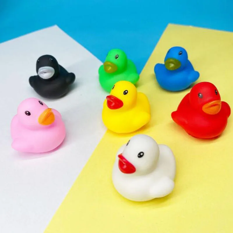 10-300pcs Baby Bath Toy Cute Little Duck with Squeeze Sound Soft Rubber Float Ducks Play Bath Game Fun Gifts for Children