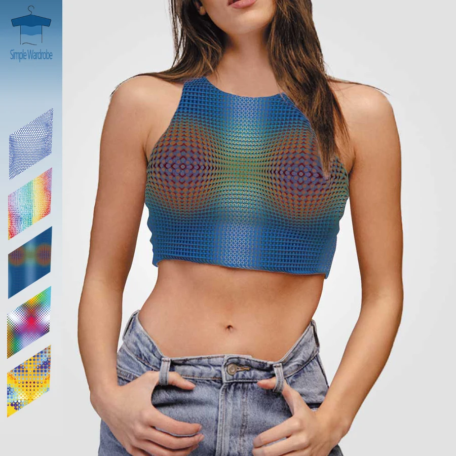 SW Y2K Vest Sleeveless Crop Top 2023 Summer Sexy 3D Printed Amekaji Round Neck Hot Girl Imitation Cotton Graphic Short Clothing