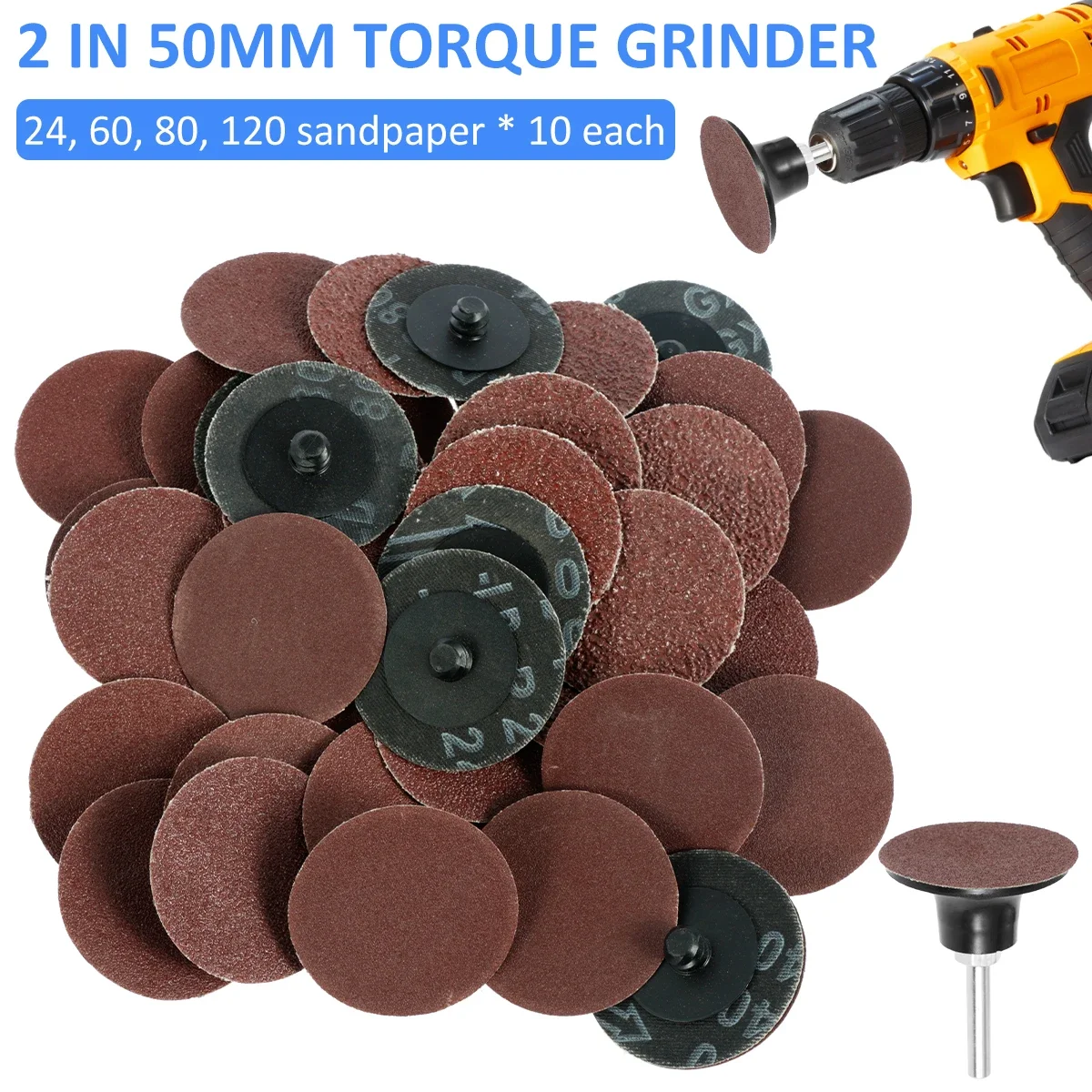 40Pcs Sanding Disc 2In Roll Lock R-Type Quick Change Discs Grain Sanding Disc Metal Surface Conditioning Die Grinder Accessories