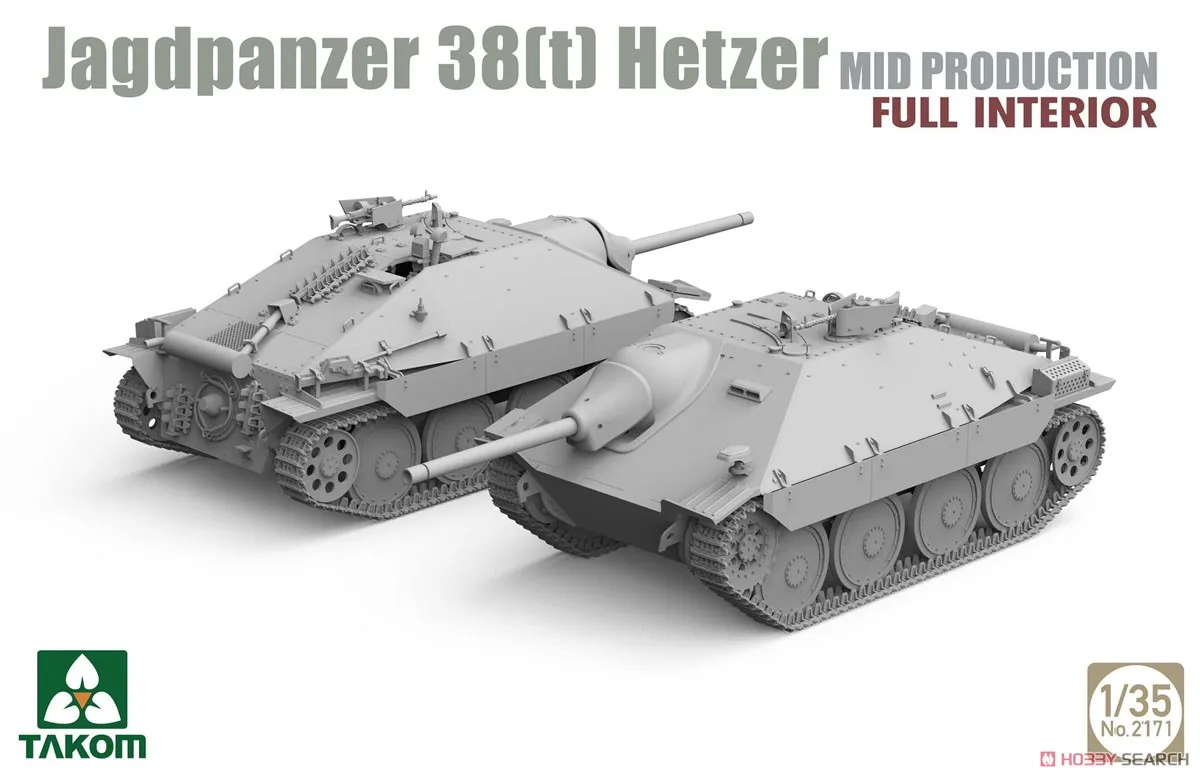 TAKOM 2171 1/35 Scale Jagdpanzer 38(t) Hetzer Mid Production w/Full Interion Model Kit