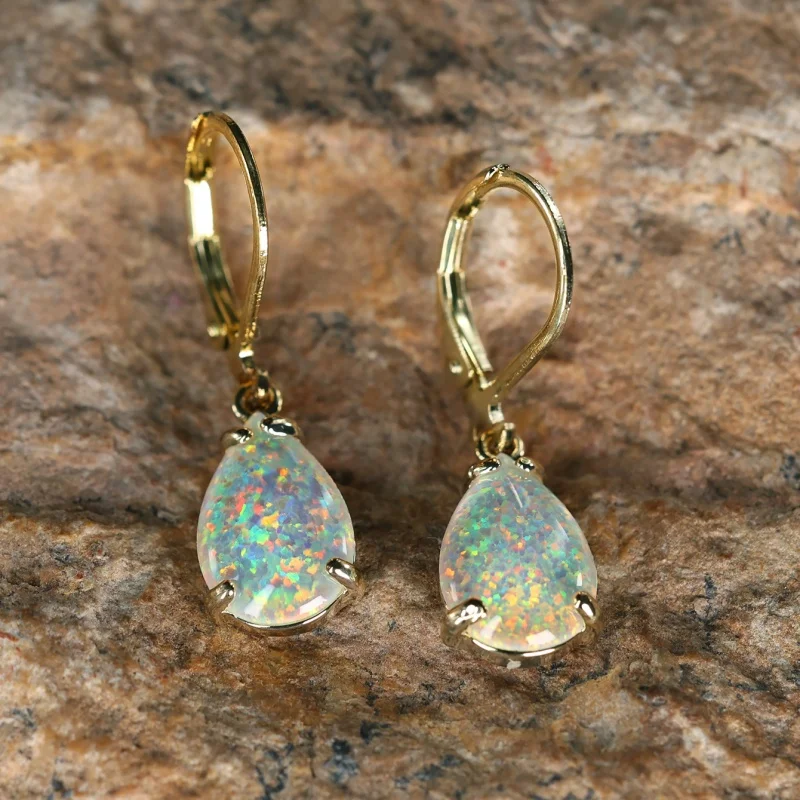 European and American Australian Treasure Water Drop Four Claw Earrings, Casual and Versatile Temperament, Light Luxury Jewelry