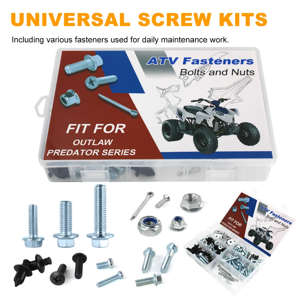 

160PCS Motorcycle Bodywork Engine Plastic Frame Exhaust Bolts Kit For POLARIS OUTLAW 110 450 50 500 525 70 90 PREDATOR 50 500 90