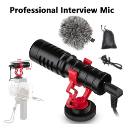 Professional Interview Condenser Video Shotgun Microphone with 3.5mm Audio Cable for DSLR DV Camcorder iPhone Andoid Smartphone