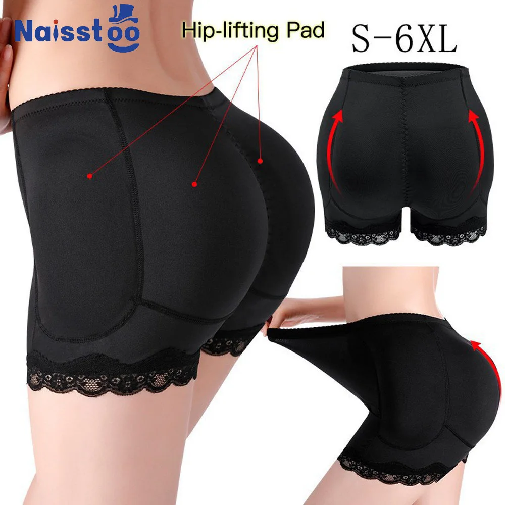 Women Mid Waist Padded Butt Lifter Shapewear Shorts Removable Hip Enhancer Pads Tummy Control Booty Shaper Panties
